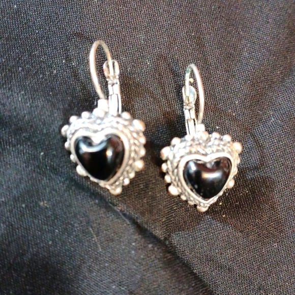 Sterling silver and black onyx earrings - Picture 1 of 6